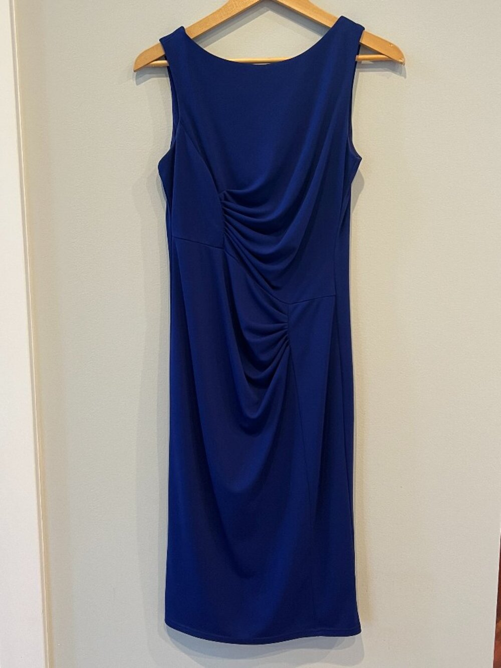 Vince Camuto Deep Blue Gathered Midi Dress – Sleeveless Workwear Dress – Size 6
